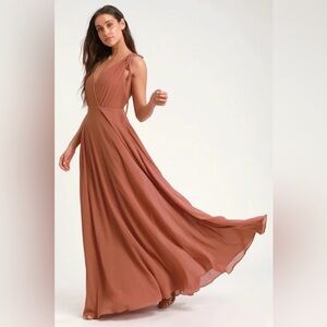 Lulus Dance the Night Away Rusty Rose Backless Maxi Dress